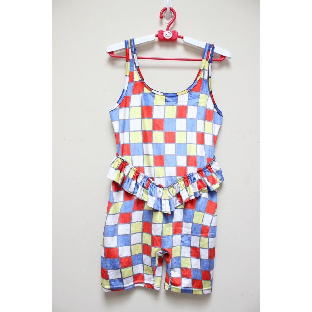 Fashion Brand Company Multicolor Checkerboard Ruffle Romper